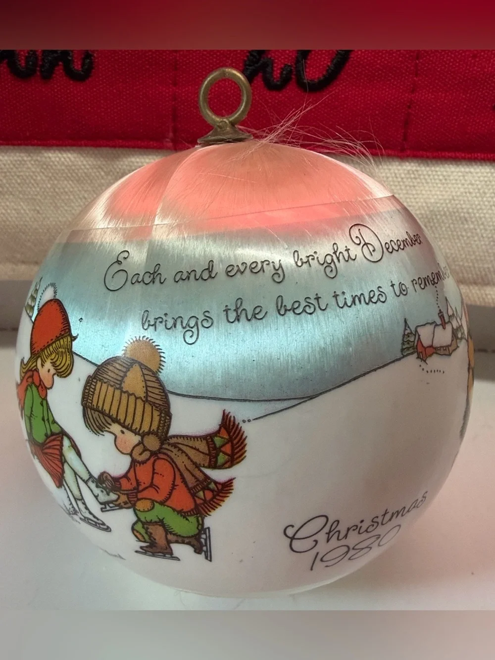 JOAN WALSH ANGLUND•Christmas 1980- satin ball ornament-